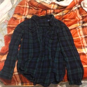 black, blue and green flannel